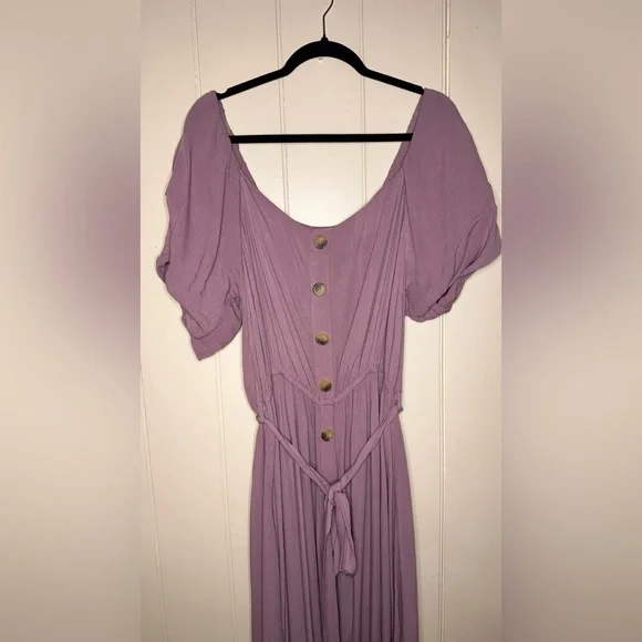 City Chic Tropical Tie Maxi Dress Plus Size M (18) Pink Woodrose - Picture 5 of 8